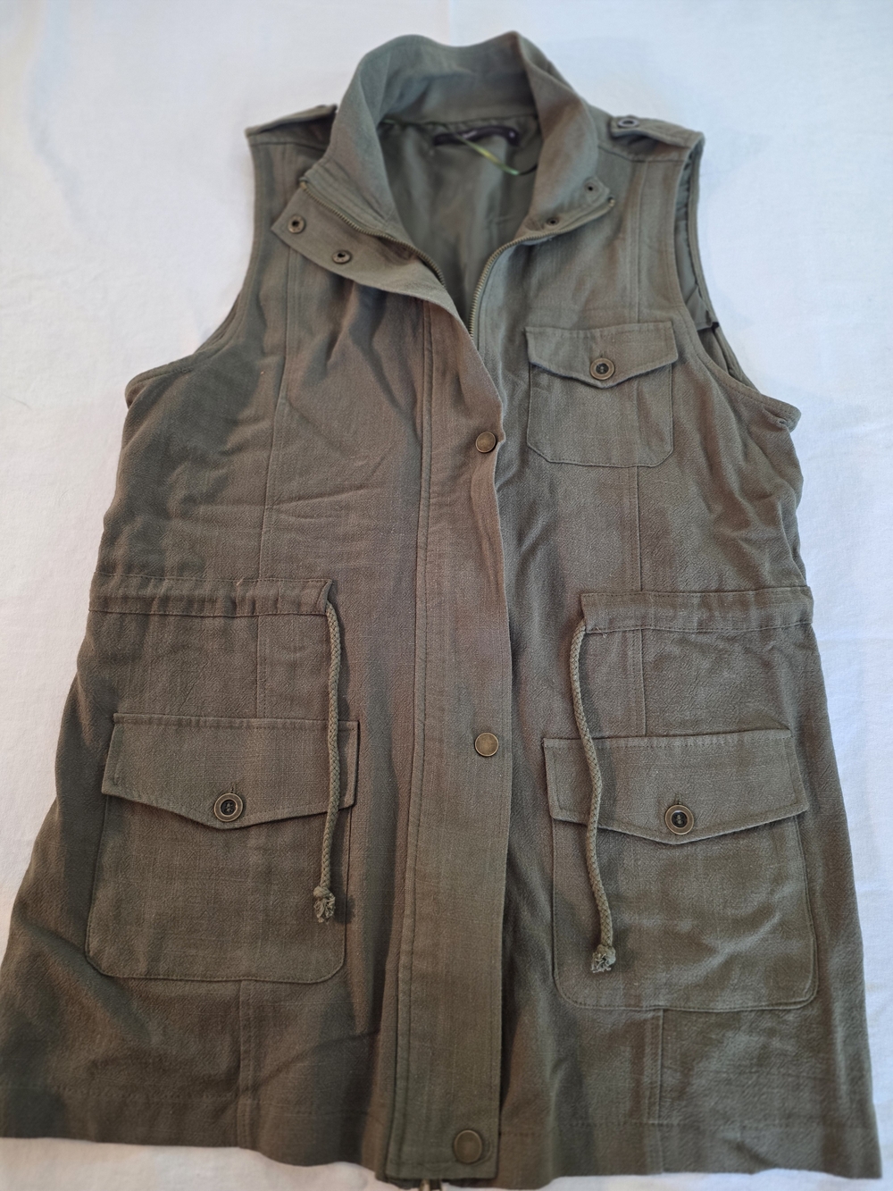 Hazel Hazel Olive Green Utility Vest with Front Pockets